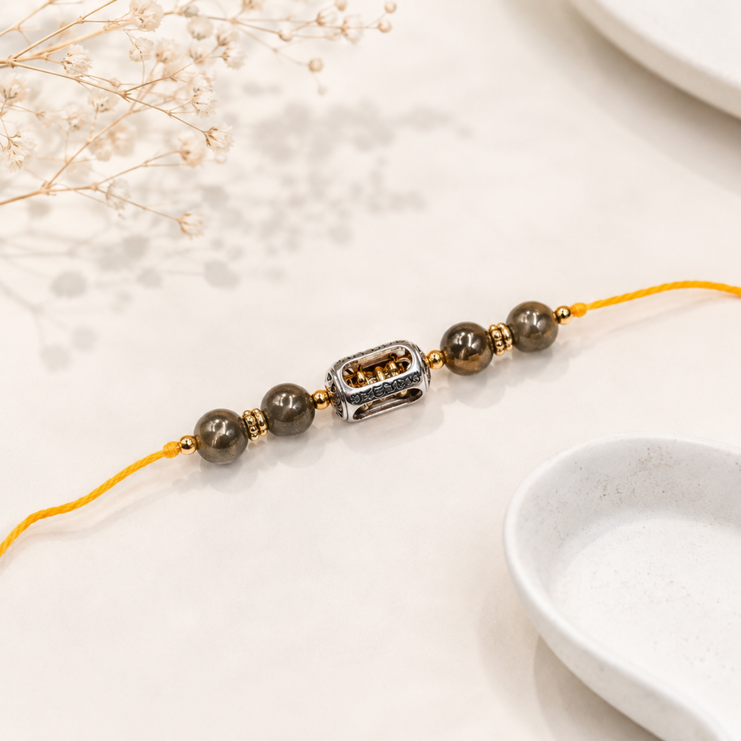 Vajra Pyrite Stone Beaded Rakhi